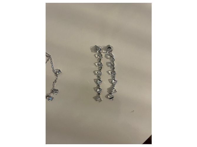 COLLANA E ORECCHINI SWAROVSKI CON CUBI DI CRISTALLO Bianco - vista 3