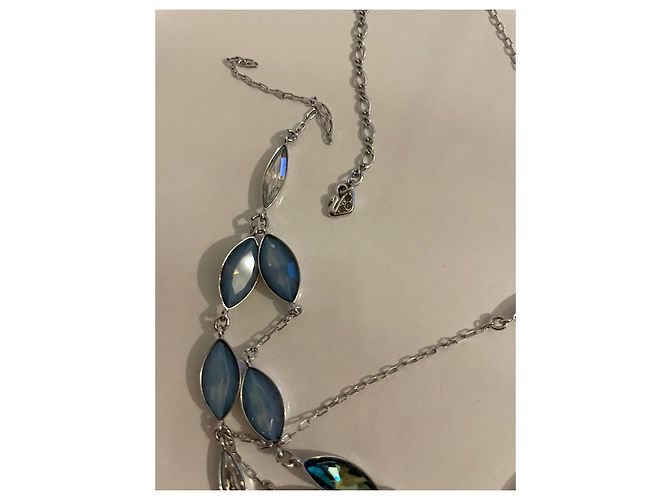 Collare con cristalli Swarovski, zirconi blu e bianchi. - vista 2