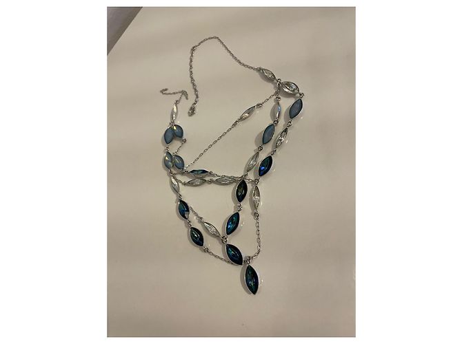 Collare con cristalli Swarovski, zirconi blu e bianchi. - vista 3