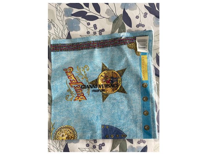 Fazzoletto vintage di Gianni Versace della collezione Hanky 51x53 Blu - vista 6