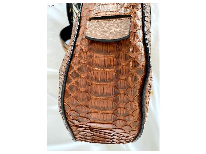 Bolso Delphine Delafon Patchwork de Piel Marrón Cocodrilo Cebra Leopardo - vista 6