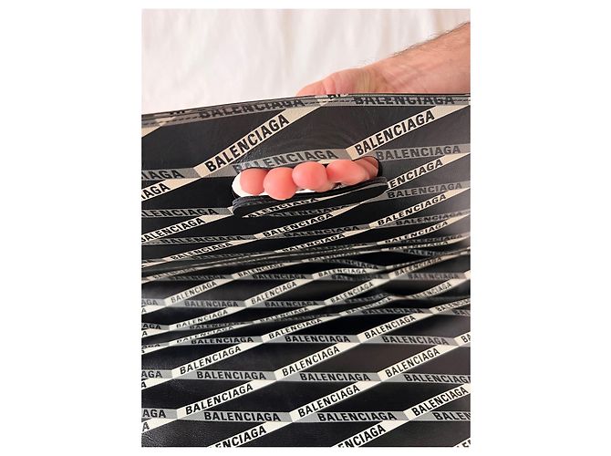 Borsa shopper Balenciaga in pelle nera con logo Nero Multicolore - vista 7