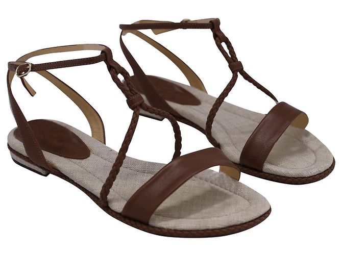 Sandali piatti intrecciati Alexandre Birman in pelle di vitello marrone - vista 2