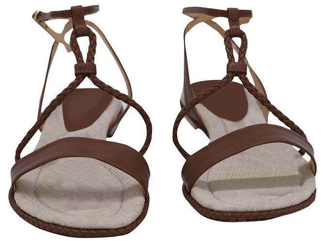 Sandali piatti intrecciati Alexandre Birman in pelle di vitello marrone - vista 3