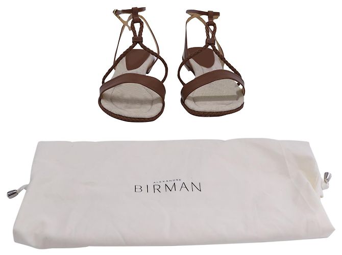 Sandali piatti intrecciati Alexandre Birman in pelle di vitello marrone - vista 4