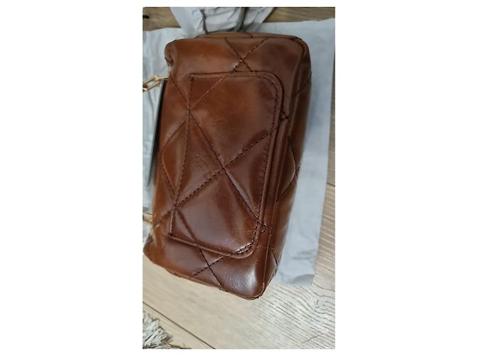 Borsa a mano Vanessa Bruno Nano Luna in pelle marrone - vista 5
