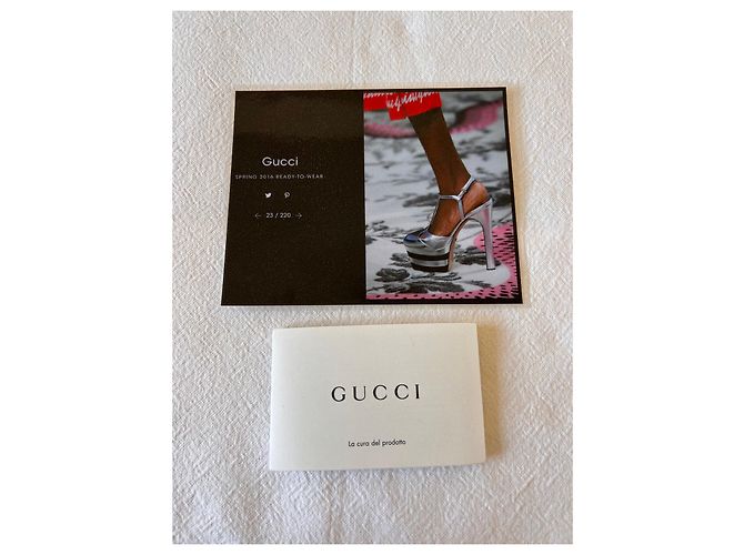 Décolleté con plateau Gucci Angel in pelle nero e argento - vista 8