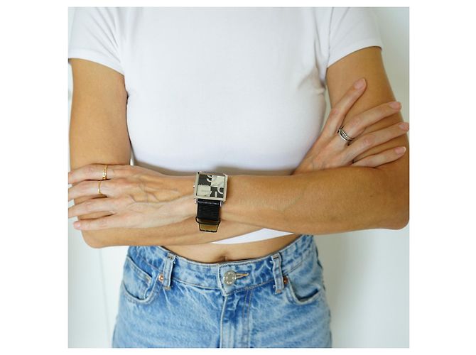Reloj cuadrado Dkny de acero inoxidable negro - vista 3