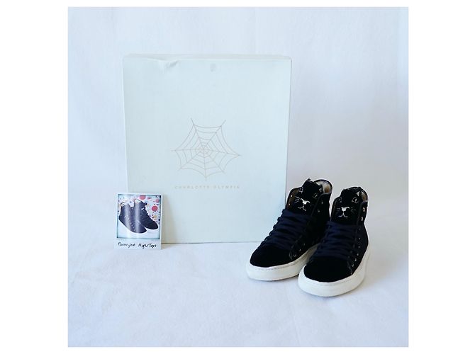 Sneakers Charlotte Olympia Purrrfect Velluto Nero - vista 2