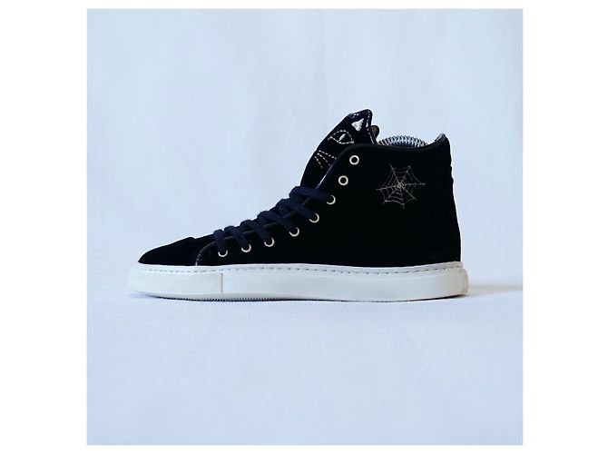 Sneakers Charlotte Olympia Purrrfect Velluto Nero - vista 8