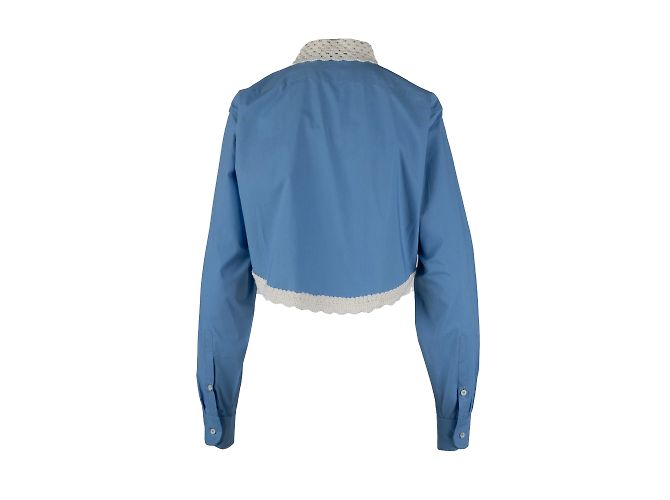 Autre Marque Camicia corta con colletto all'uncinetto Rubino Gaeta Blu - vista 2