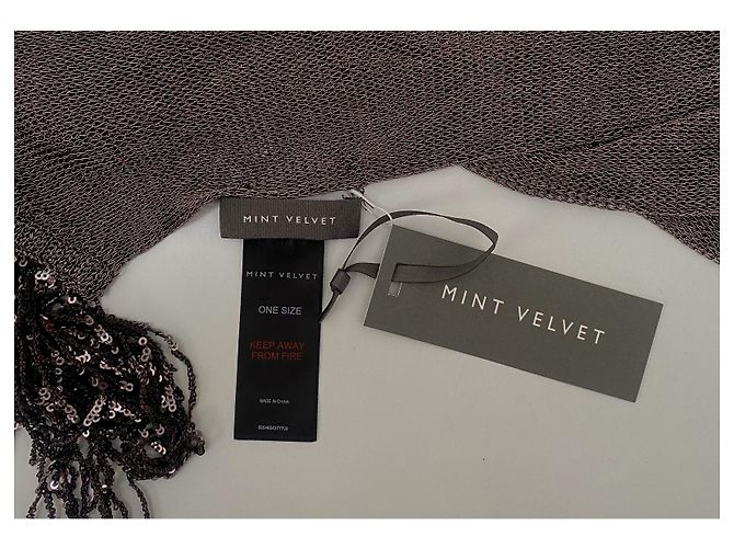 Mint Velvet Sciarpa sottile metallica Grigio Metallico - vista 2