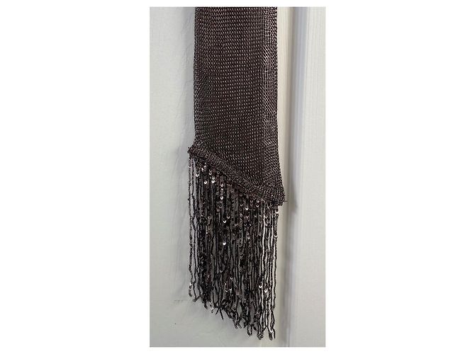 Mint Velvet Sciarpa sottile metallica Grigio Metallico - vista 3