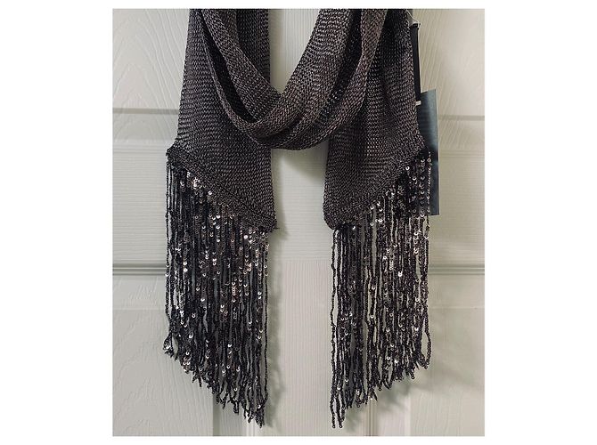 Mint Velvet Sciarpa sottile metallica Grigio Metallico - vista 6