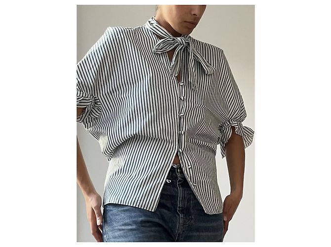 Camicia a righe JW Anderson bianca e verde in cotone Bianco - vista 4
