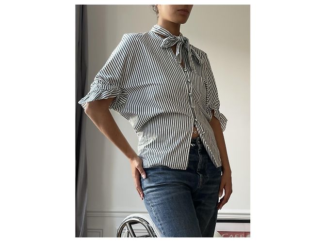 Camicia a righe JW Anderson bianca e verde in cotone Bianco - vista 6