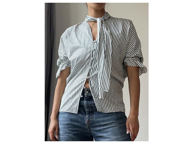 Camicia a righe JW Anderson bianca e verde in cotone Bianco - vista 8