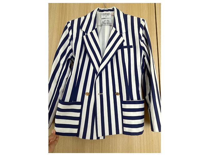 Chaqueta Chanel Azul de Algodón - vista 4