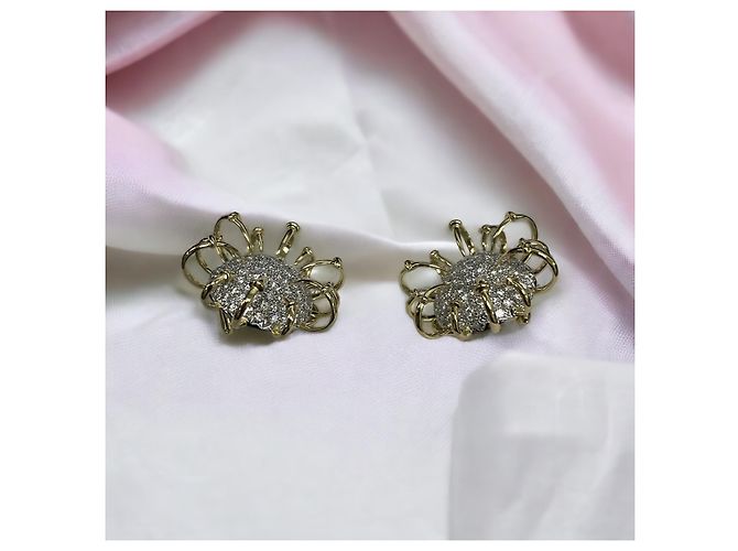 Orecchini Tiffany & Co Apollo Oro 18k e Platino con Diamanti D'oro - vista 2