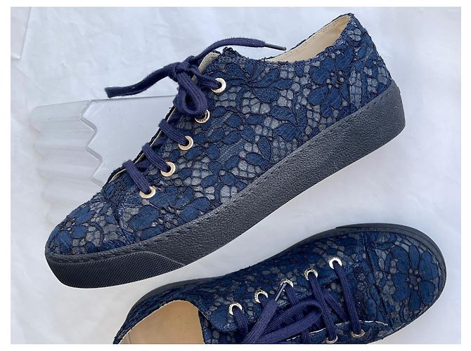 Chanel sneakers / scarpe da tennis con lacci logo CC Blu - vista 10