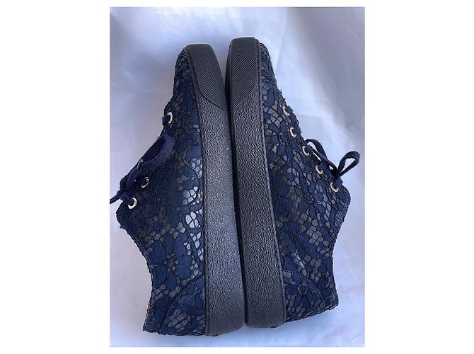 Chanel sneakers / scarpe da tennis con lacci logo CC Blu - vista 6