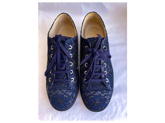Chanel sneakers / scarpe da tennis con lacci logo CC Blu - vista 7