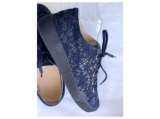 Chanel sneakers / scarpe da tennis con lacci logo CC Blu - vista 8