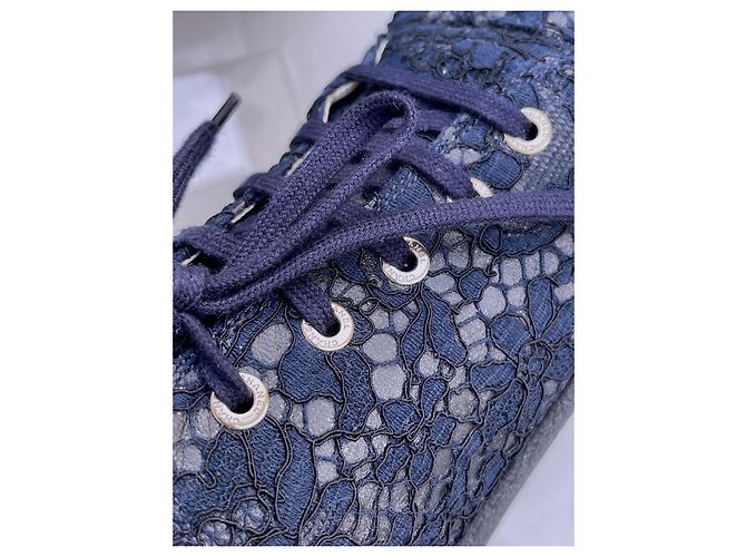 Chanel sneakers / scarpe da tennis con lacci logo CC Blu - vista 9