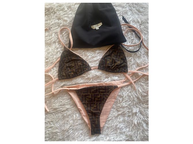 Bikini reversible Fendirama rosa de Fendi. Castaño Monograma - vista 2
