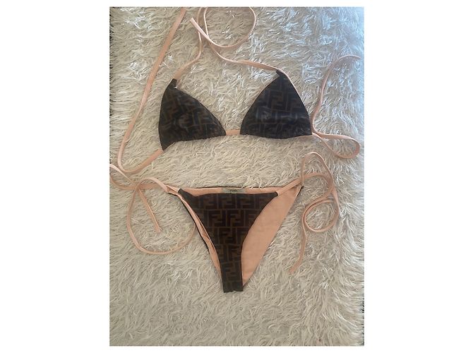 Bikini reversible Fendirama rosa de Fendi. Castaño Monograma - vista 8