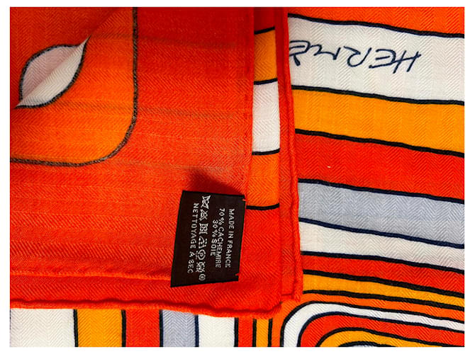 Hermès Sciarpa Pégase Paysage in Cashmere e Seta Multicolore - vista 9