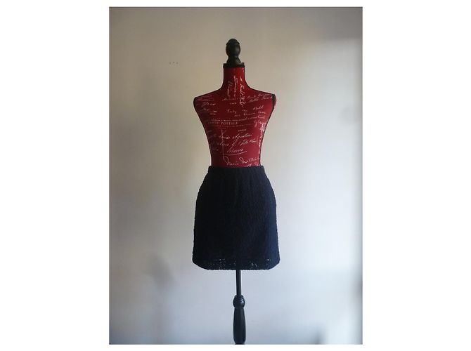Pennyblack Mini saia de lã Azul escuro - vista 3