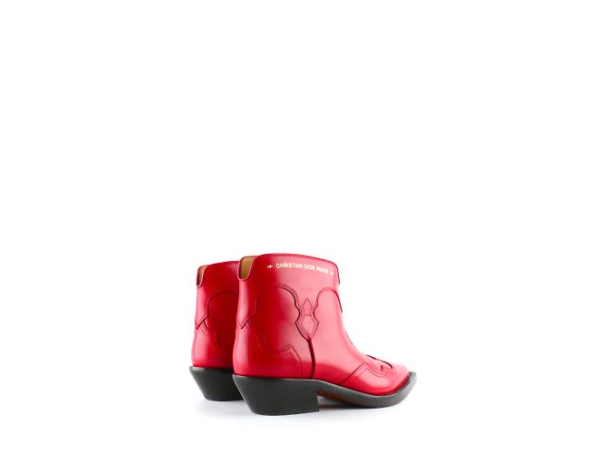DIOR - Dior West Stiefeletten aus rotem Leder mit Absatz (Größe 37) - Ansicht 3