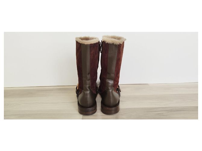Botas Céline de couro e camurça marrom - vista 7