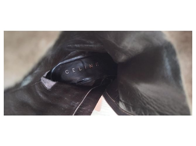Botas Céline de couro e camurça marrom - vista 9