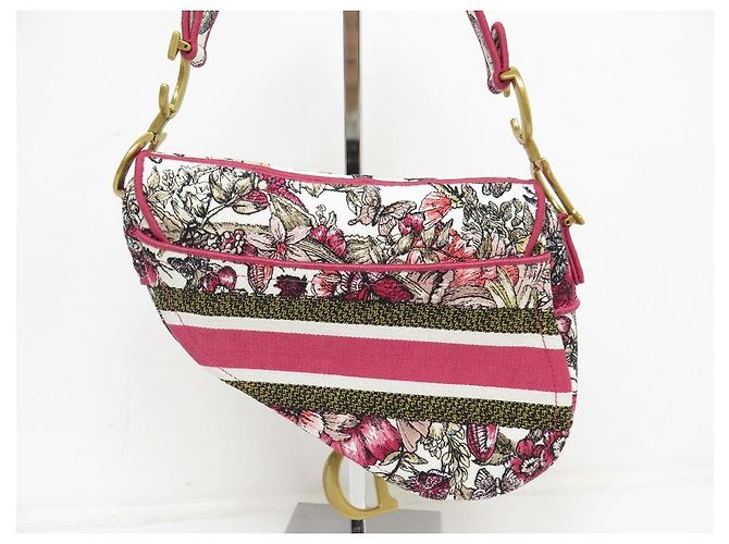 NUOVA BORSA A MANO CHRISTIAN DIOR SADDLE BUTTERFLY CANVAS PAPILLON EDIT LIMITED Rosa - vista 2