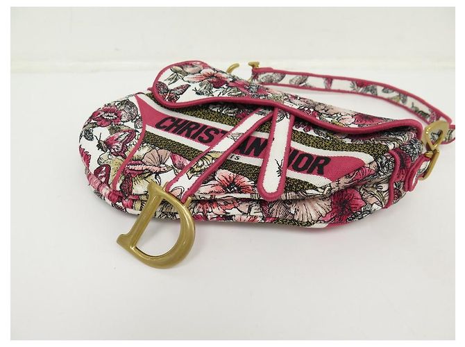 NUOVA BORSA A MANO CHRISTIAN DIOR SADDLE BUTTERFLY CANVAS PAPILLON EDIT LIMITED Rosa - vista 5