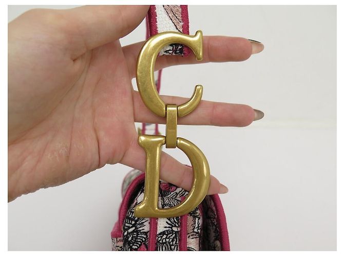 NUOVA BORSA A MANO CHRISTIAN DIOR SADDLE BUTTERFLY CANVAS PAPILLON EDIT LIMITED Rosa - vista 6