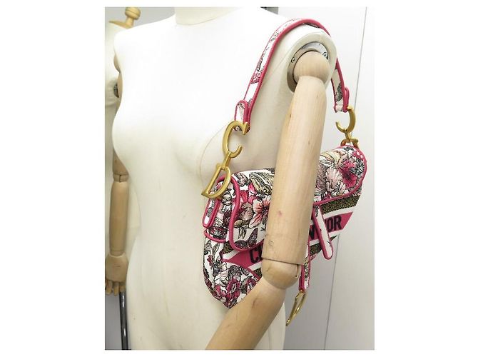 NUOVA BORSA A MANO CHRISTIAN DIOR SADDLE BUTTERFLY CANVAS PAPILLON EDIT LIMITED Rosa - vista 7