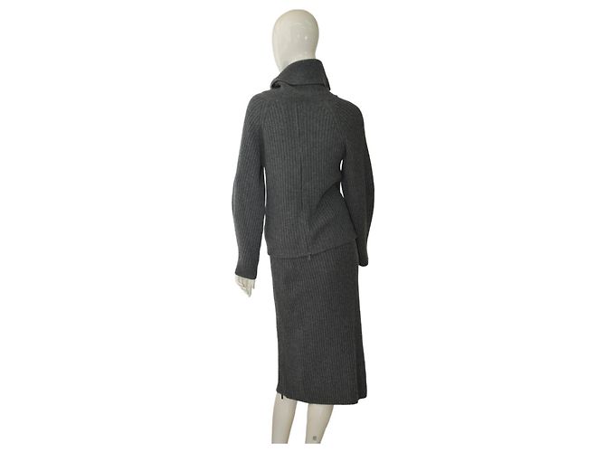 Autre Marque Notshy Set aus Grauem Wolle Kaschmir Strickpullover und Midi Rock S - Ansicht 2