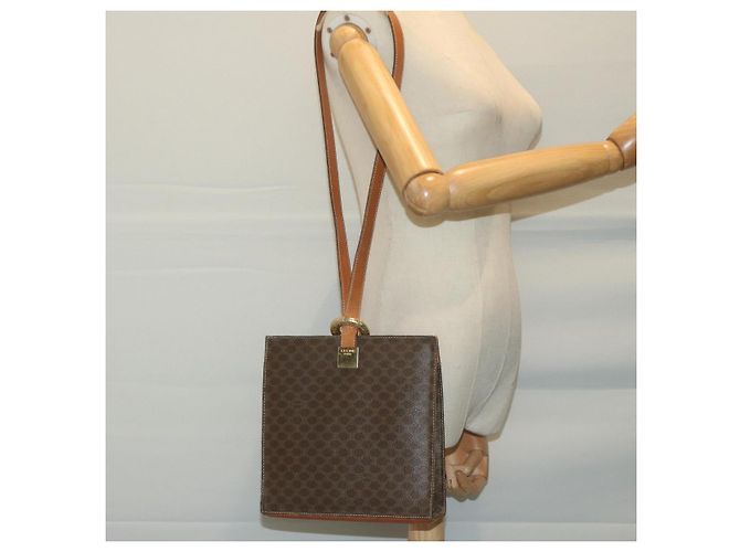 Céline CELINE Macadam Canvas Schultertasche PVC Leder Braun Auth 65644 - Ansicht 22