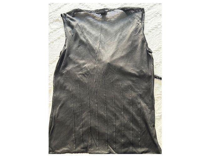Cambon Camiseta sem mangas Chanel preta de seda com decote em V Preto - vista 5