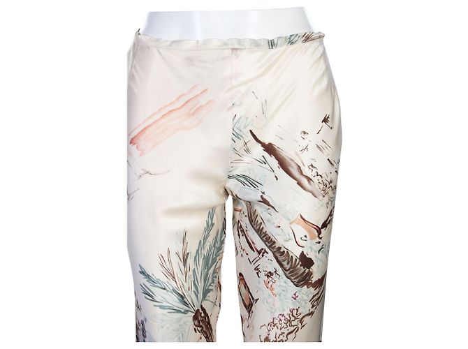 Hermès Calças de seda estampadas Carne - vista 4