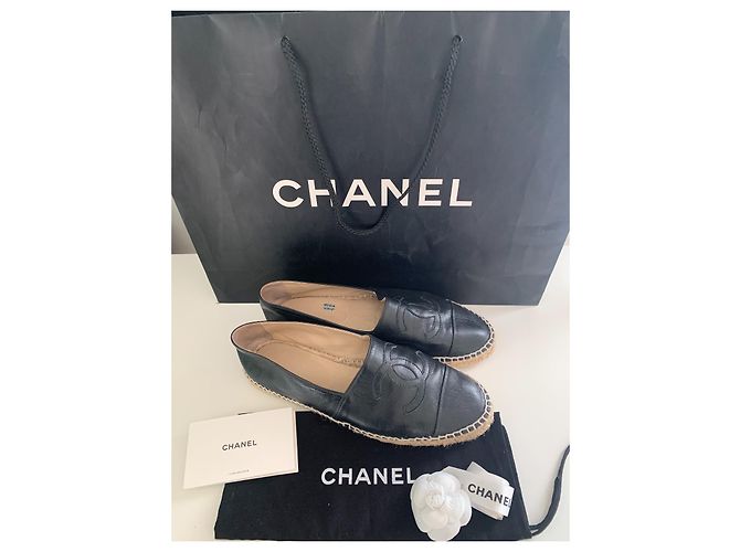 Espadrillas Chanel in pelle di agnello nera Nero - vista 12