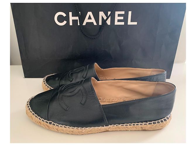 Espadrillas Chanel in pelle di agnello nera Nero - vista 3