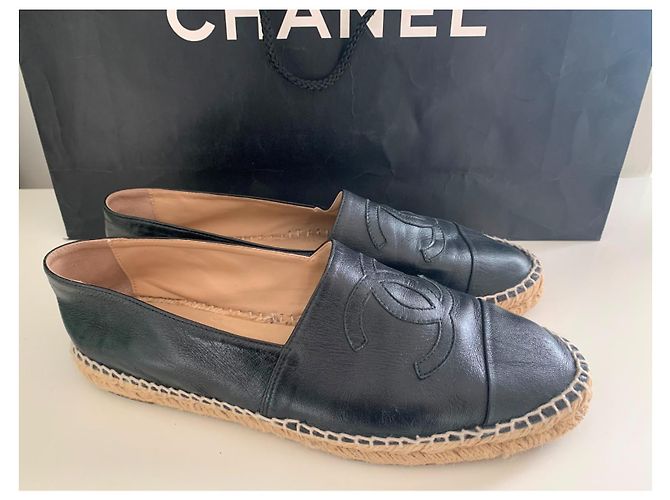 Espadrillas Chanel in pelle di agnello nera Nero - vista 4