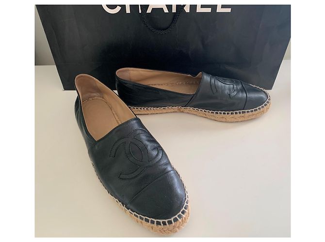 Espadrillas Chanel in pelle di agnello nera Nero - vista 7