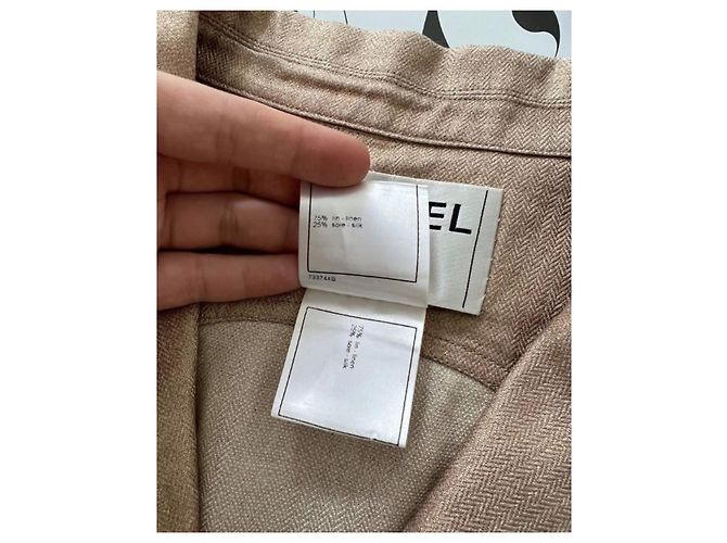 Giacca Chanel in lino e seta con bottoni CC Multicolore - vista 6