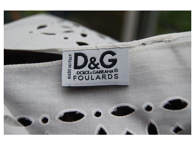 Sciarpa Dolce & Gabbana in cotone bianco con ricami - vista 7