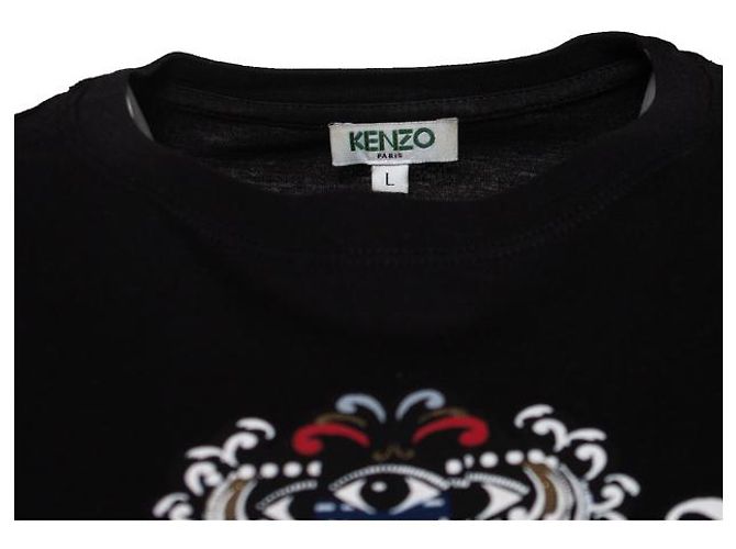 KENZO, camicia nera a maniche lunghe con stampa Nero - vista 7